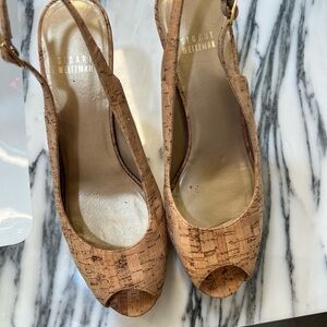 Stuart Weitzman Tan Peep-Toe Women's Shoes